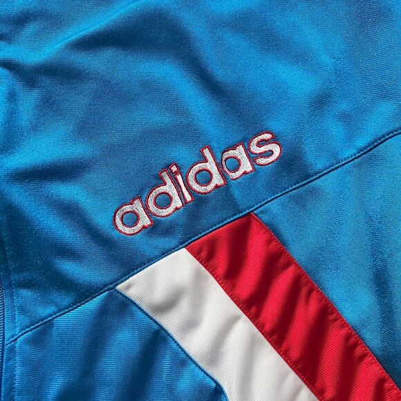 Blue and red Adidas track jacket with embroidered logo - Picture 3 of 5